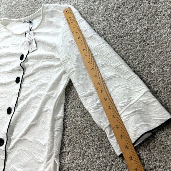 Kaktus Womens Asymmetrical Button Front Textured White Top XL - Picture 7 of 9